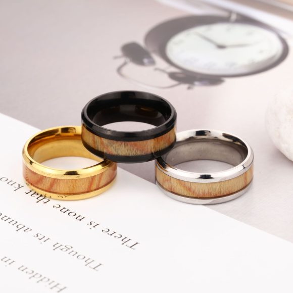 New Fashion Simple European And American Wood Leather Ring - Image 5