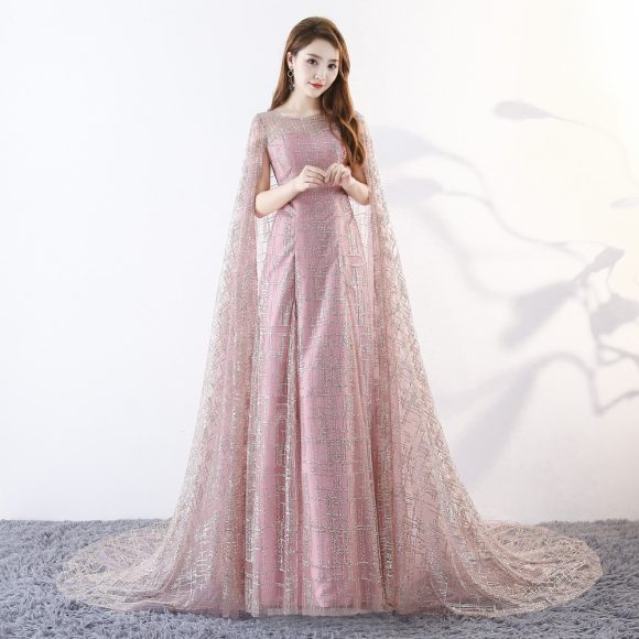 Long Slim Cloak Trailer Performance Dress - Image 4