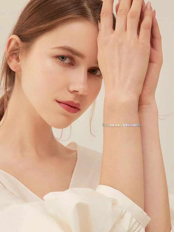 S925 Sterling Silver Two-tone Zircon Fashion All-match Bracelet - Image 3