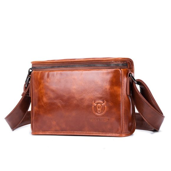 Leather Shoulder Men's Leather Horizontal Small Square Bag - Image 5