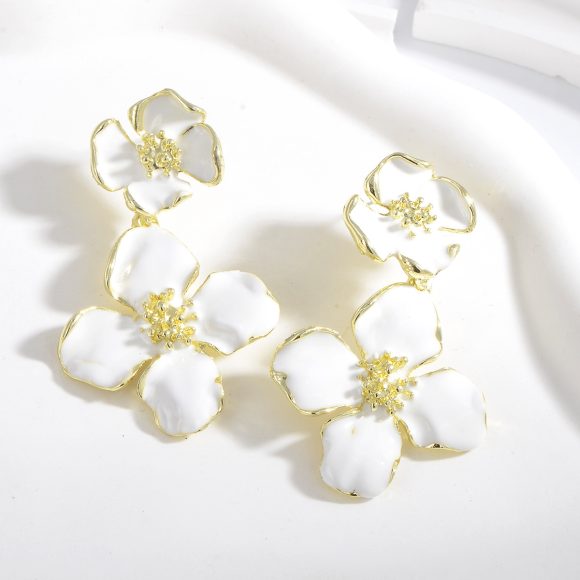 Drop Oil Camellia Earrings Hong Kong Style Retro - Image 7
