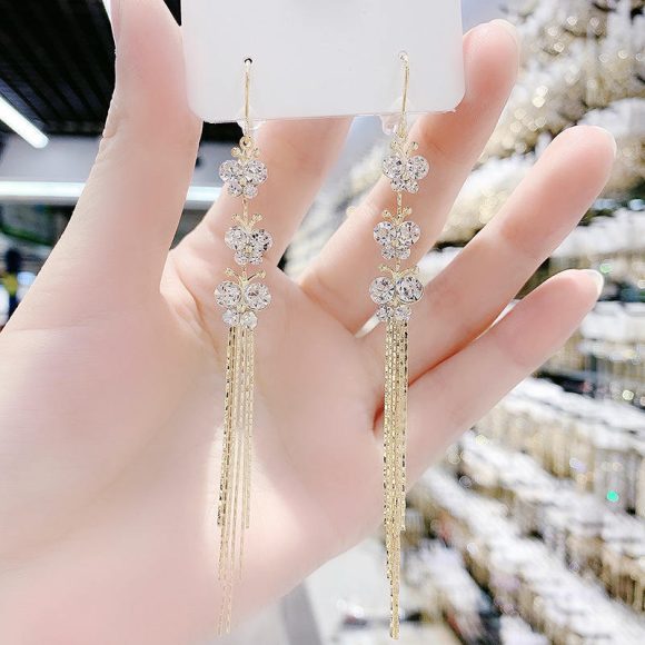 South Korea Butterfly Rhinestone Rhinestone Earrings Women - Image 6