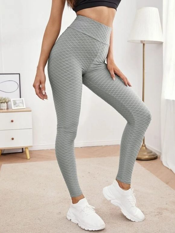 Jacquard Stretch Fitness Pants High Waist Tight Exercise Yoga Pants - Image 7