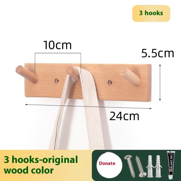 Clothes Hanging Rack Solid Wood Hook Strong Clothes Hook - Image 9