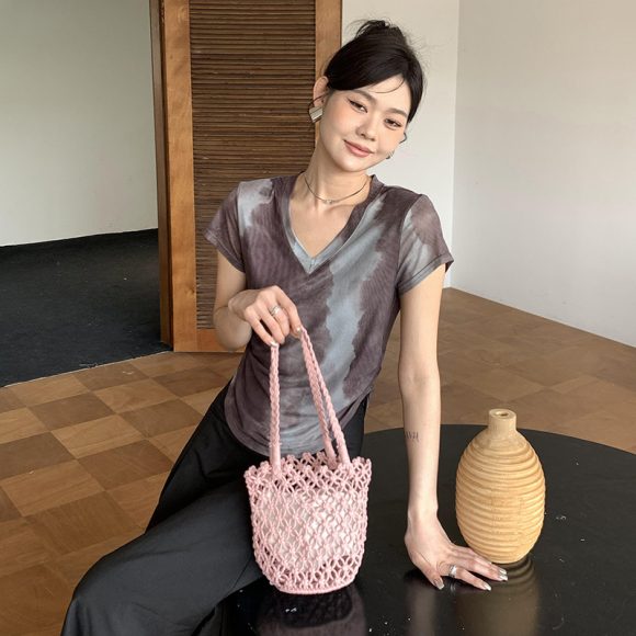 Retro Bucket Bag Vacation Straw Casual Woven Bag - Image 5