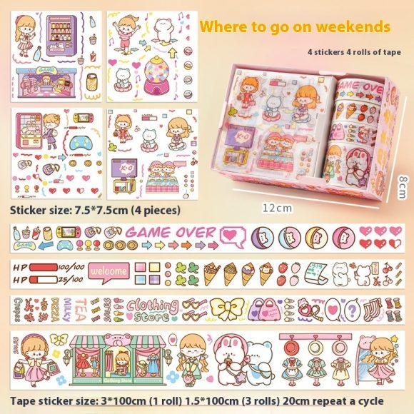 Cute Tape Sticker Gift Box Cartoon Stickers Suit Children's Film Sticker - Image 9