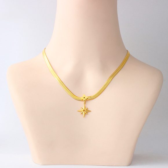 European And American Classic Six-pointed Star Titanium Steel Snake Bones Chain Female