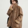 Women's Motorcycle Clothing Suede Lamb Wool Reverse Coat - Image 9