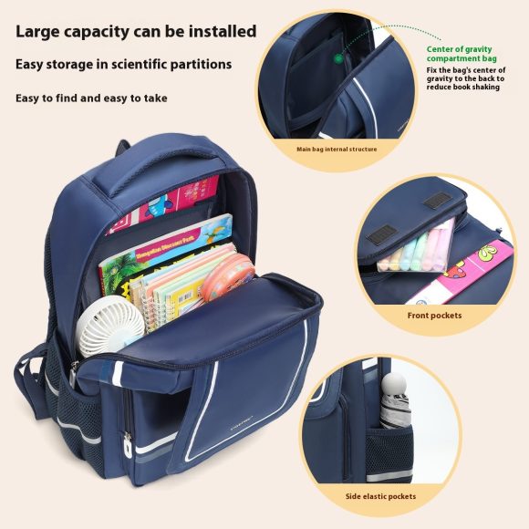 Primary School Spine Protection Schoolbag Burden Reduction Large Capacity Backpack - Image 7