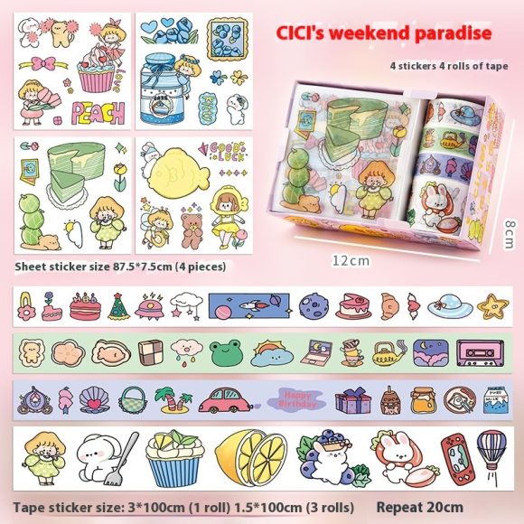 Cute Tape Sticker Gift Box Cartoon Stickers Suit Children's Film Sticker - Image 3