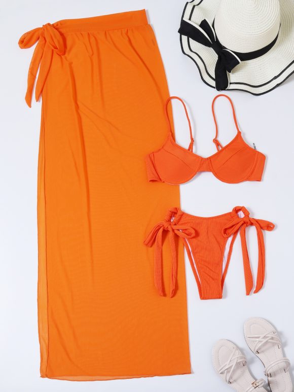 Three Piece Mesh Skirt Bikini - Image 4