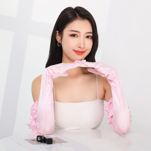 Satin Stretch Long Wedding Dress Etiquette Gloves Elegant - Image 4
