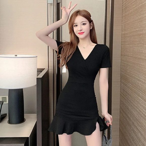 V-neck Bag Hip High Waist Slimming Fish Tail Dress - Image 6