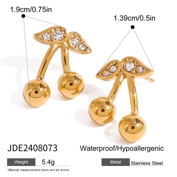 Stainless Steel Cherry Necklace Cute Earrings Ornament Women - Image 2