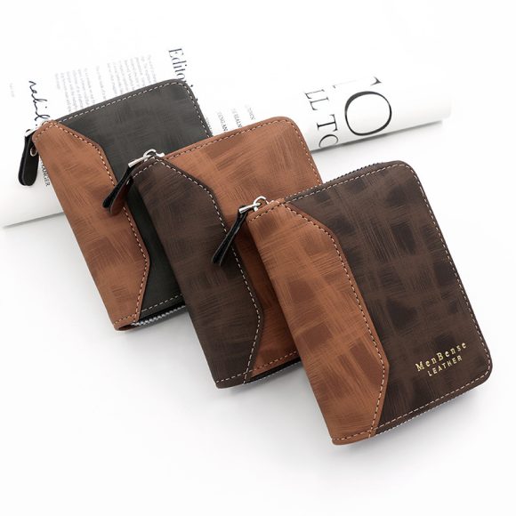 Frosted Men's Short Chain Wallet Vertical Coin Purse Card Holder - Image 4