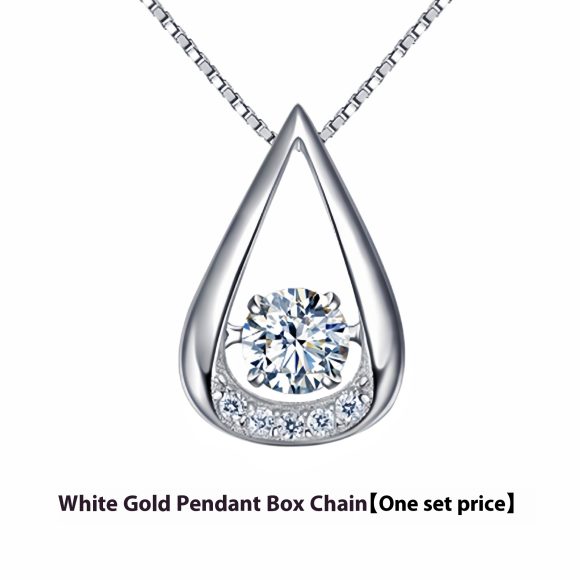 White Gold Plated Drop-shaped Diamond-embedded Smart Pendant Necklace - Image 2