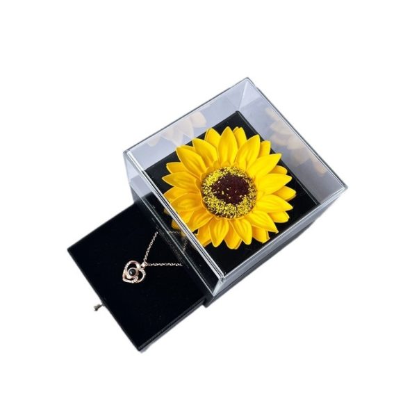 Artificial Flower Sunflower Necklace Acrylic Jewelry Box - Image 3