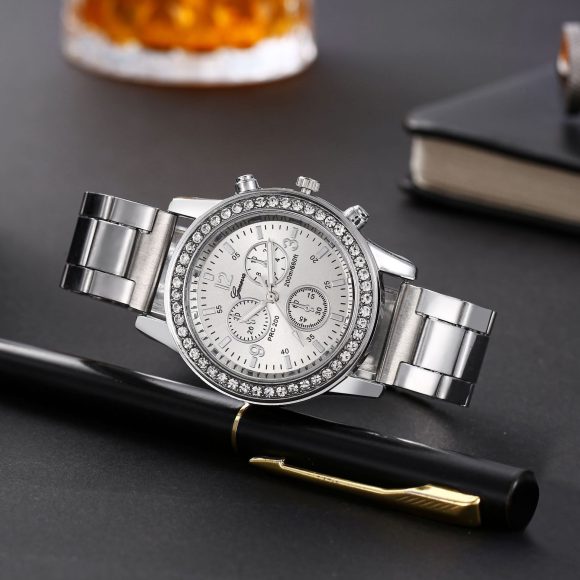 Geneva Steel Belt Gold Quartz Watch - Image 5