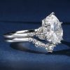 Simple Silver Classic Water Drop Big Diamond Zircon Ring - Image 2