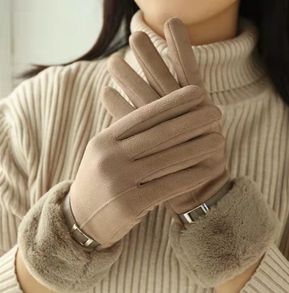 Outdoor Cycling Touch Screen Fleece Thickening Suede Gloves - Image 6