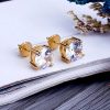 Gold-plated Micro-inlaid Round Zircon Ear Studs Earrings - Image 2