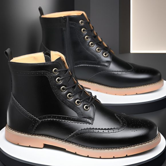 Men's High-top Business Casual Leather Shoes British Martin Boots - Image 7