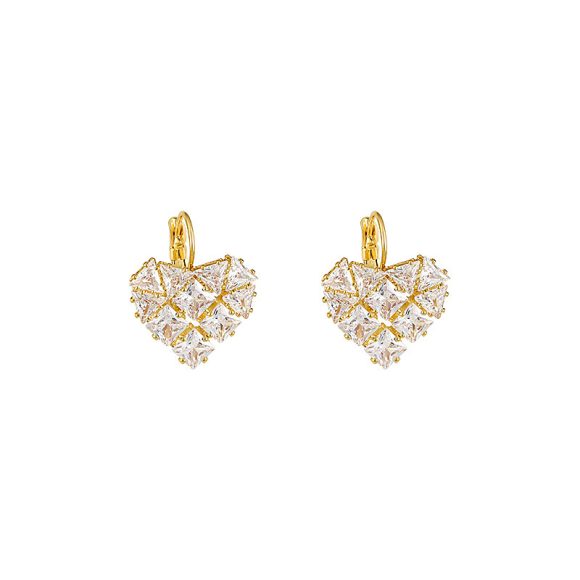 French Style Heart-shaped Zircon Earrings For Women - Image 2
