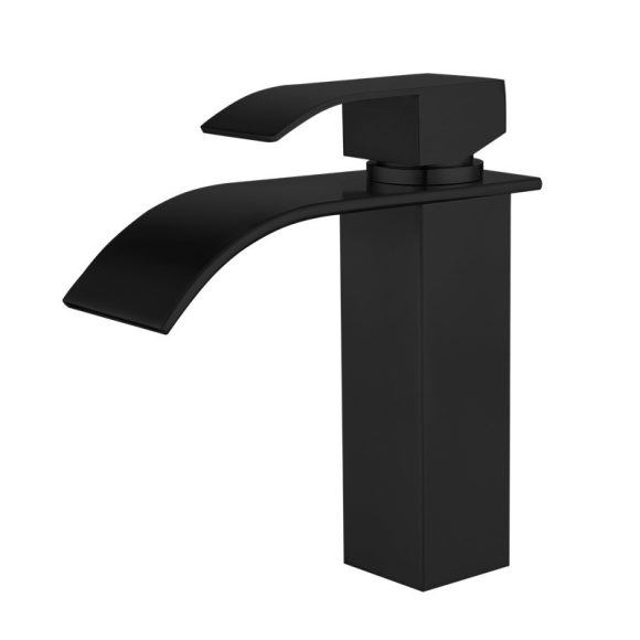 Waterfall Bathroom Wash Basin Toilet Bathroom Table Counter Basin Tap Hot And Cold Black - Image 6