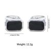 European And American Round Geometric Black Gemstone Cufflinks - Image 9