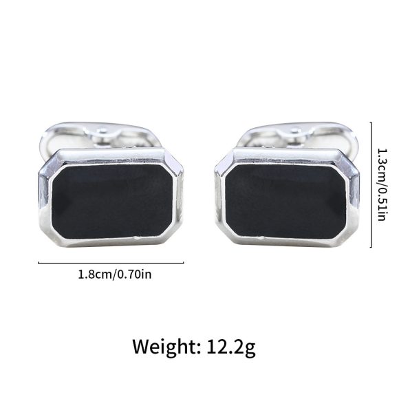 European And American Round Geometric Black Gemstone Cufflinks - Image 9