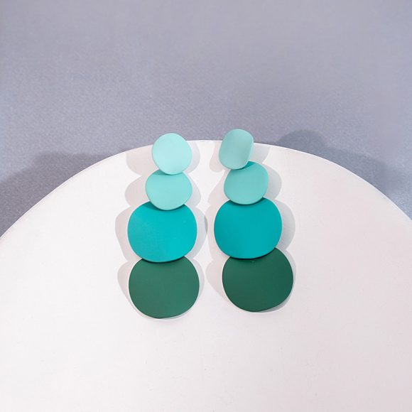 Macaron Wafer Tassel Stud Earrings Korean Style - Image 2