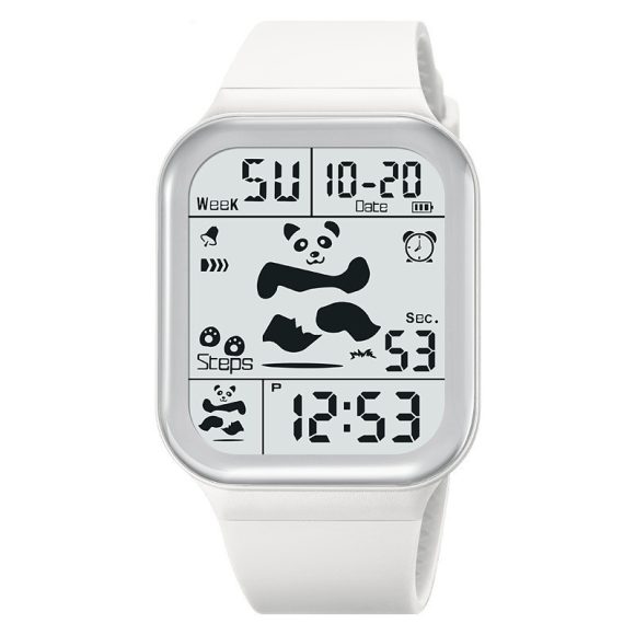 New Square Polychrome Panda Male And Female Students Waterproof Multifunctional Sports Waterproof Net Red Electronic Watch - Image 7