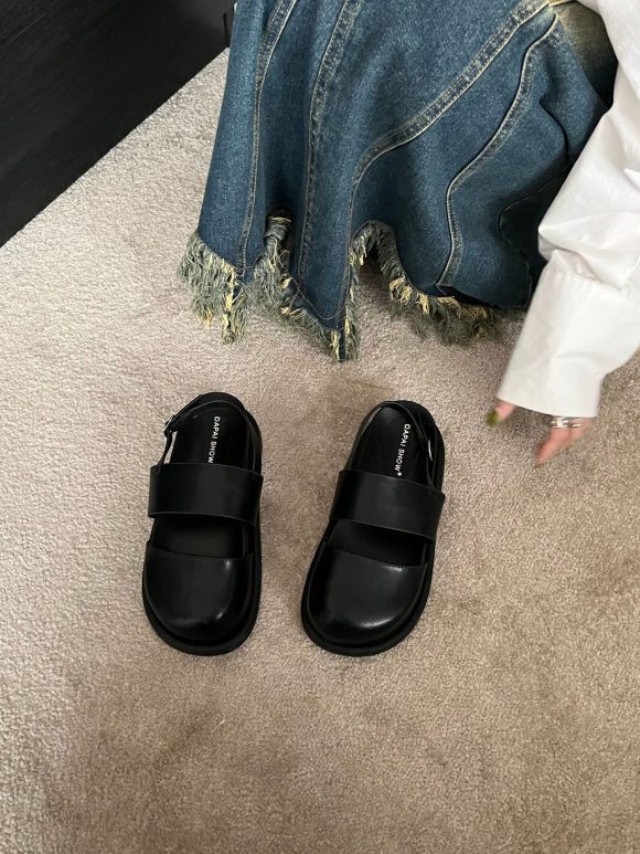 Retro Raise The Bottom One Strap Two-way Breathable Closed Toe Sandals - Image 8