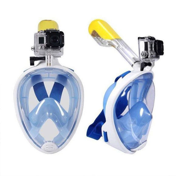 Anti Fog Snorkeling Full Face Mask Silicone Full Dry Diving Goggles With Camera - Image 5