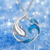 Cute Dolphin Wave Round Necklace