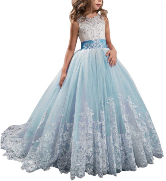 Europe And The United States New Children's Clothing Lace Wedding Dress - Image 2