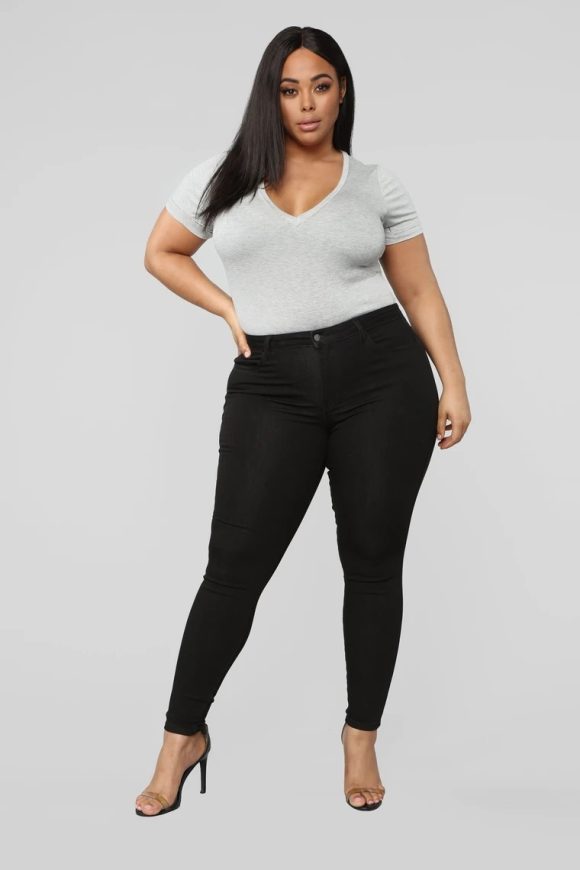 Women's Plus Size Fashion High Elastic Denim Pencil Pants - Image 2